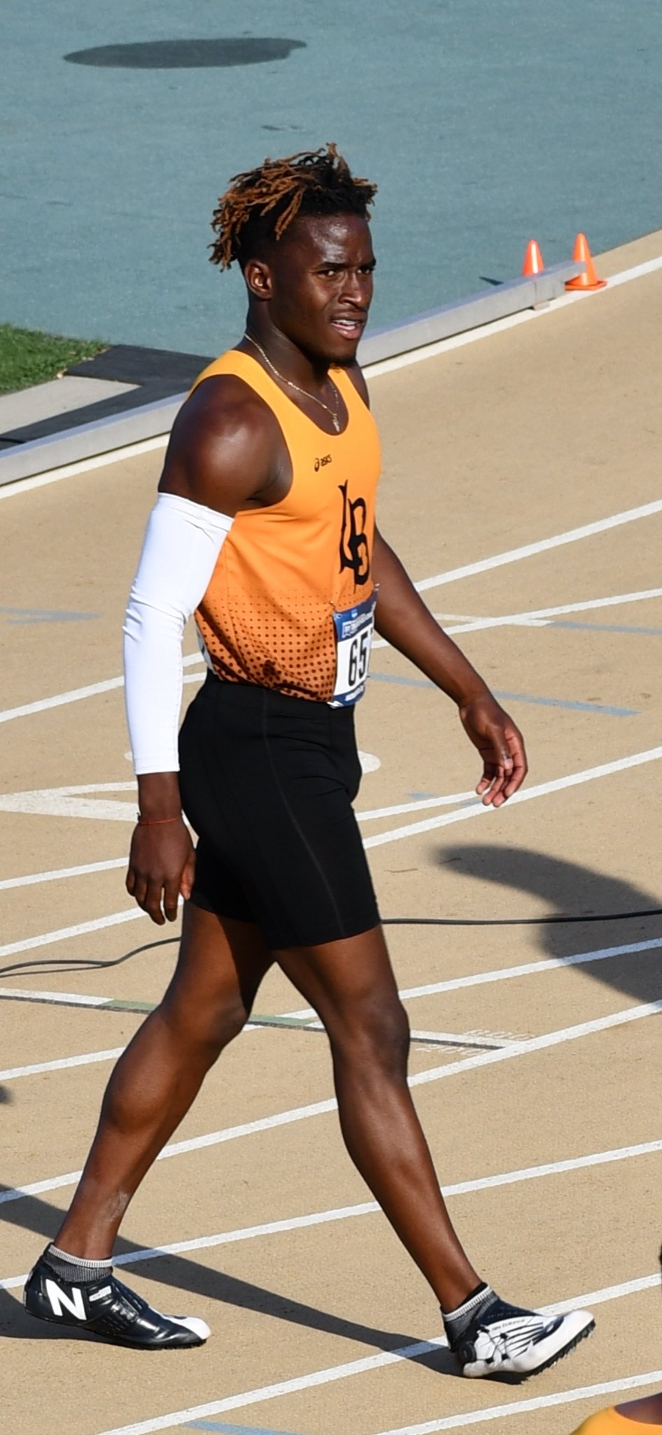 Olufemi Ajose in his Long Beach State track uniform